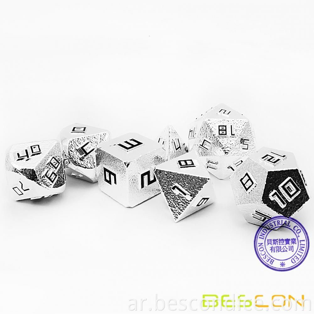 Raw Metal Polyhedral D D Rpg 7 Dice Set 2